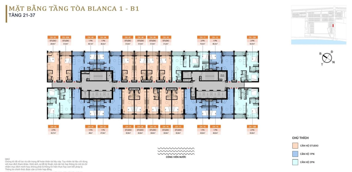 Mặt bằng điển hình tòa Blanca 1 (B1)