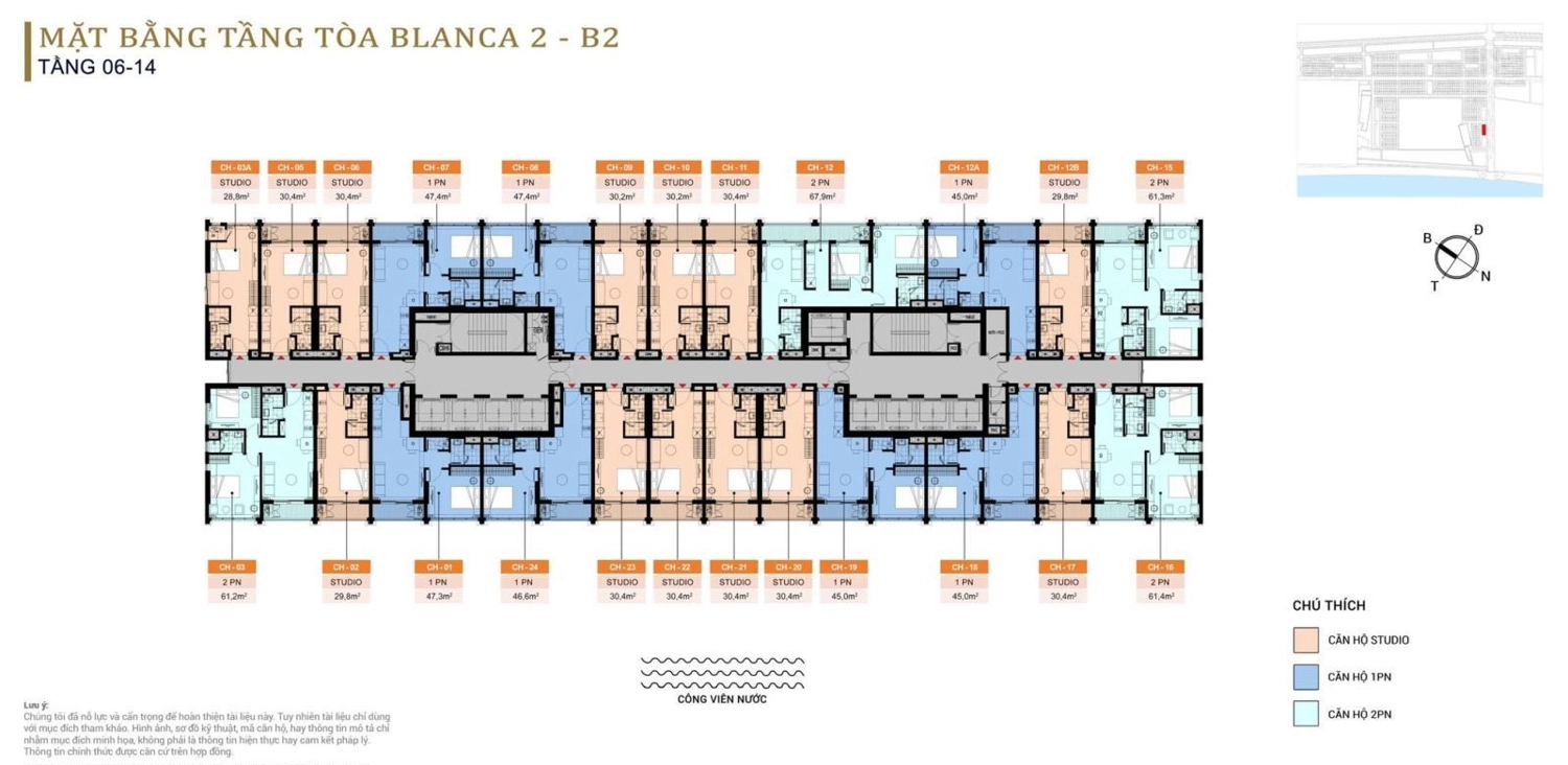 Mặt bằng điển hình tòa Blanca 2 (B2)