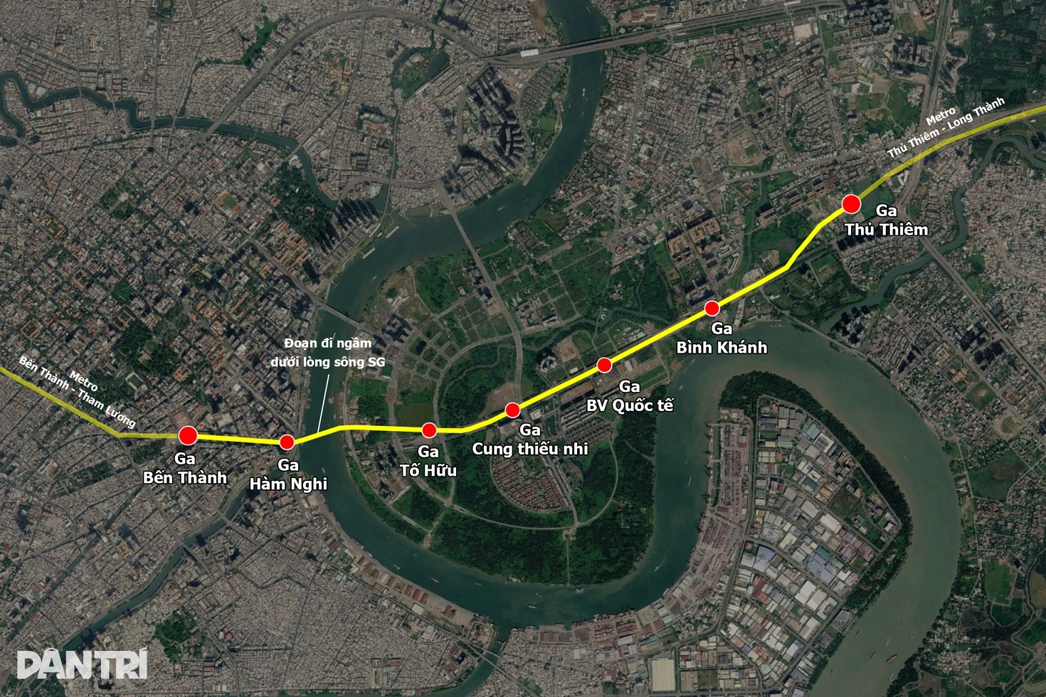 Hướng tuyến Metro Bến Thành - Thủ Thiêm